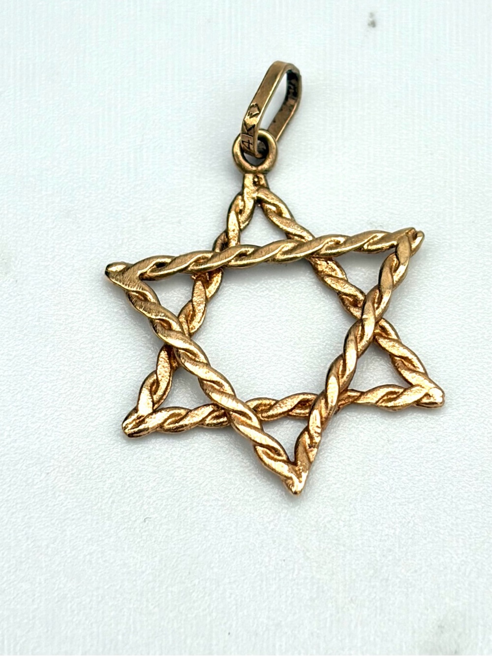 14k Solid Gold Star of David Twist Pendant - Women Jewelry- Classic, Vintage